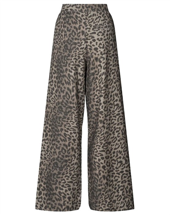 Inja Leopard print Wide Leg Bukser - Snow Leopard